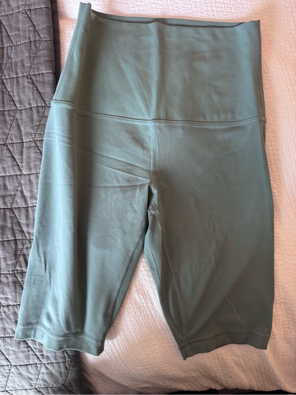 Women's High-Waist Bike Shorts in Sage Green-longer style